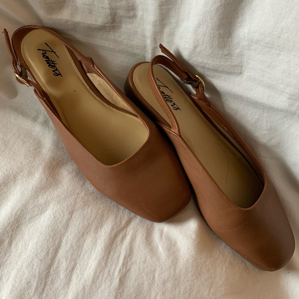 Trotters 'Holly Slingback Flats' in tan genuine leather - Picture 7 of 10